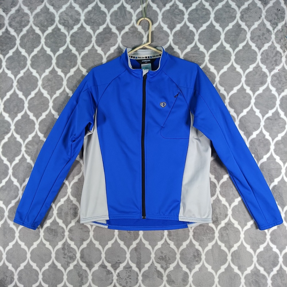 Pearl Izumi Cycling Jacket Women Large Blue White Full Zip Mock Neck Active